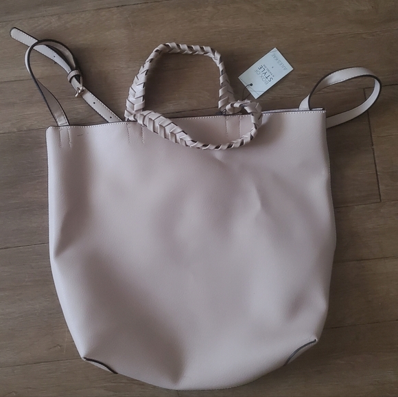NWT Rachel Zoe x Jules Kae Neutral Pale Blush Vegan Leather Tote Bag. - Picture 13 of 16